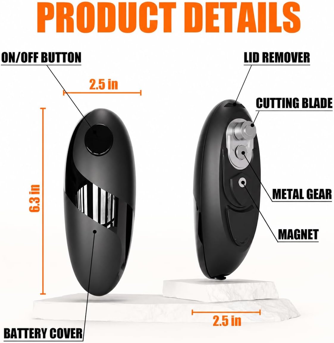 Battery Electric Can Opener, One-Touch,Hands-Free,Smooth Edge,Black,Compact | Effortless safe Automatic Fits Most Round & Square Cans Cord-Free Convenience Camping Kitchens RVs Beginner-Friendly