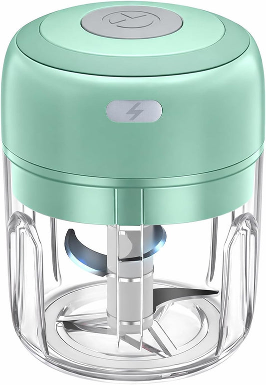 Electric Mini Vegetable Chopper, Food Chopper, Garlic Slicer Veggie, Salad, Lettuce, Onion, Chili Crusher, Tomato Dicer Chopper Cutter & Ginger Meat Mincer for Kitchen, Portable USB Chopper (250ML)