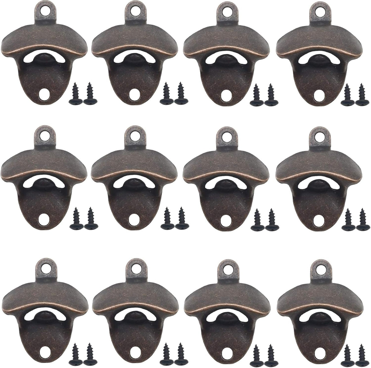 12PCS Wall Mounted Bottle Opener Vintage Beer Bottle Opener Suitable for Bars KTV Hotels Homes (Black+Silver+Green Bronze)