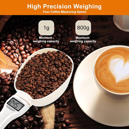 Digital Measuring Spoon, Weighing Food Measuring Scoop Scale, LCD Electronic Food Scale for Kitchen Gadget, Baking Cooking Coffee, Pet Dog Cat Food, 800g/1g High Precision Grams Measuring Cup Gifts