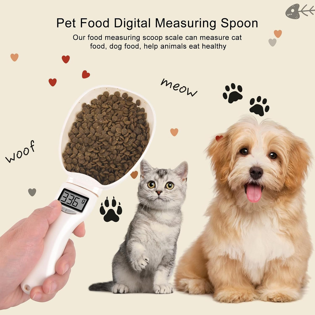Digital Measuring Spoon, Weighing Food Measuring Scoop Scale, LCD Electronic Food Scale for Kitchen Gadget, Baking Cooking Coffee, Pet Dog Cat Food, 800g/1g High Precision Grams Measuring Cup Gifts