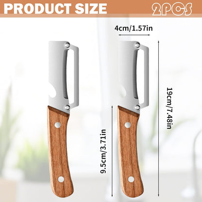 2 Pcs Multi-Functional Vegetable Peeler For Kitchen,Fruit Peeler,Potato Peeler,Stainless Steel Blade,With Wooden Handle And Bottle Opener, Kitchen Peeling Tool For Fruits Potatoes Apples Carrots