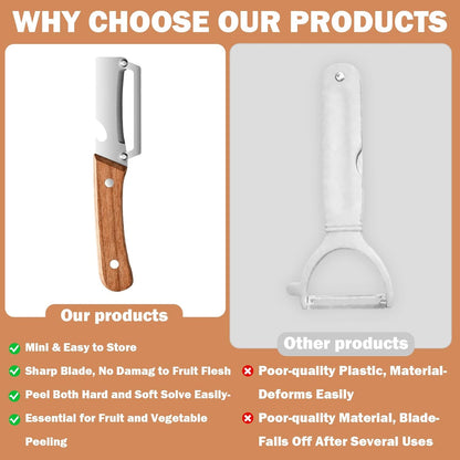 2 Pcs Multi-Functional Vegetable Peeler For Kitchen,Fruit Peeler,Potato Peeler,Stainless Steel Blade,With Wooden Handle And Bottle Opener, Kitchen Peeling Tool For Fruits Potatoes Apples Carrots