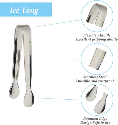 6PCS Ice Tongs Mini Sugar Tongs 4.25Inch Stainless Steel Kitchen Utensils Set,Small Serving Tong and Tiny Kitchen Tong for Appetizers,Tea Party, Coffee Bar, Desserts (Silver)