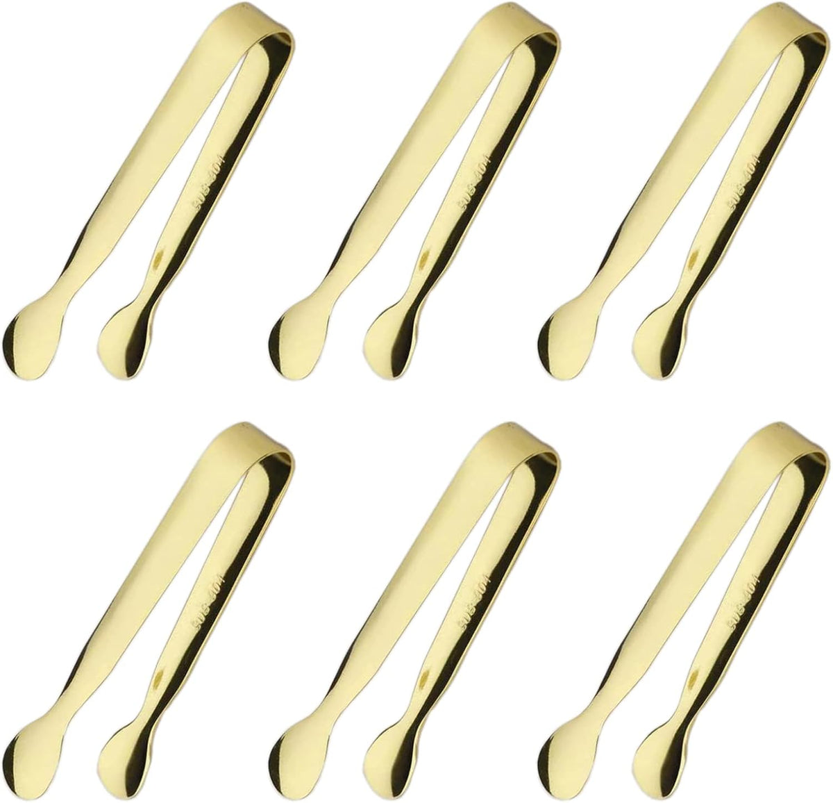 6PCS Ice Tongs Mini Sugar Tongs 4.25Inch Stainless Steel Kitchen Utensils Set,Small Serving Tong and Tiny Kitchen Tong for Appetizers,Tea Party, Coffee Bar, Desserts (Silver)