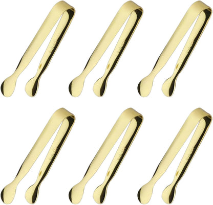 6PCS Ice Tongs Mini Sugar Tongs 4.25Inch Stainless Steel Kitchen Utensils Set,Small Serving Tong and Tiny Kitchen Tong for Appetizers,Tea Party, Coffee Bar, Desserts (Silver)