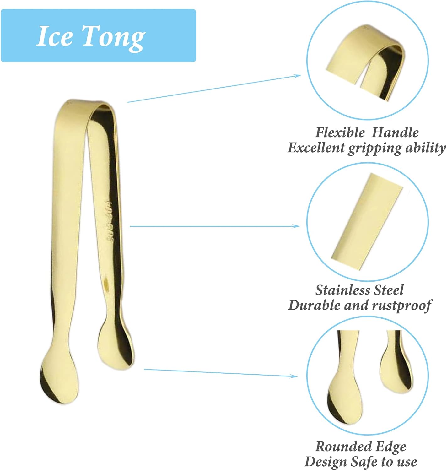 6PCS Ice Tongs Mini Sugar Tongs 4.25Inch Stainless Steel Kitchen Utensils Set,Small Serving Tong and Tiny Kitchen Tong for Appetizers,Tea Party, Coffee Bar, Desserts (Silver)