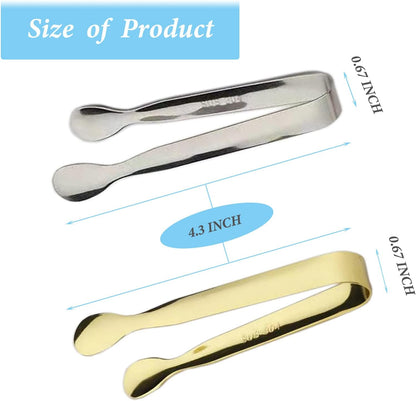 6PCS Ice Tongs Mini Sugar Tongs 4.25Inch Stainless Steel Kitchen Utensils Set,Small Serving Tong and Tiny Kitchen Tong for Appetizers,Tea Party, Coffee Bar, Desserts (Silver)