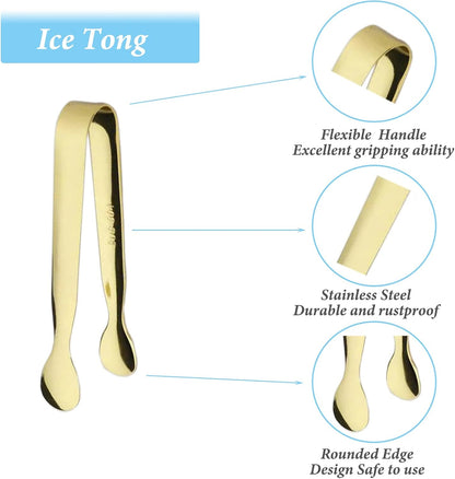 6PCS Ice Tongs Mini Sugar Tongs 4.25Inch Stainless Steel Kitchen Utensils Set,Small Serving Tong and Tiny Kitchen Tong for Appetizers,Tea Party, Coffee Bar, Desserts (Silver)