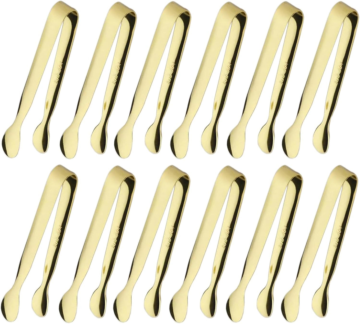 6PCS Ice Tongs Mini Sugar Tongs 4.25Inch Stainless Steel Kitchen Utensils Set,Small Serving Tong and Tiny Kitchen Tong for Appetizers,Tea Party, Coffee Bar, Desserts (Silver)