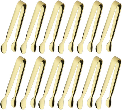 6PCS Ice Tongs Mini Sugar Tongs 4.25Inch Stainless Steel Kitchen Utensils Set,Small Serving Tong and Tiny Kitchen Tong for Appetizers,Tea Party, Coffee Bar, Desserts (Silver)