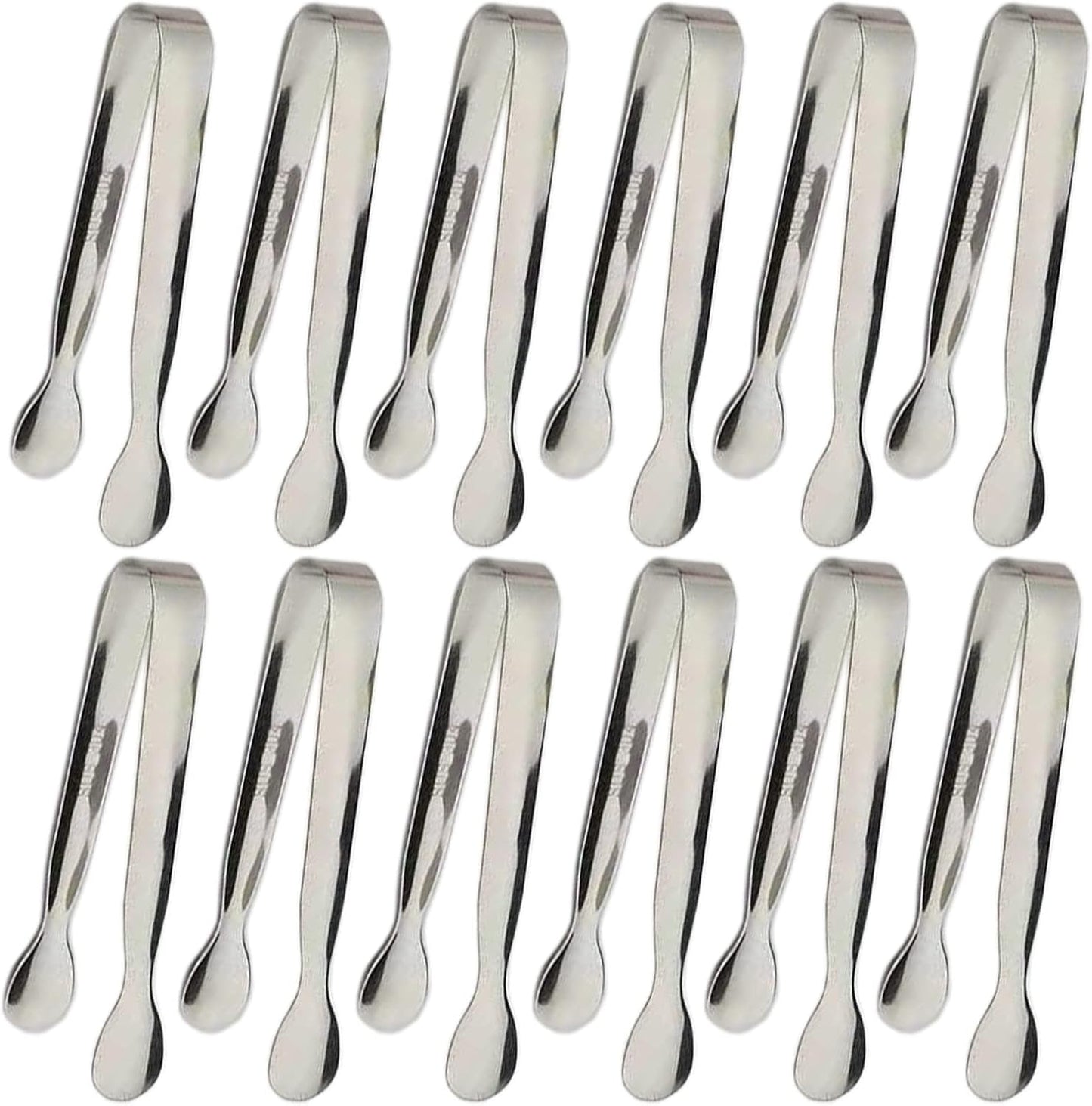 6PCS Ice Tongs Mini Sugar Tongs 4.25Inch Stainless Steel Kitchen Utensils Set,Small Serving Tong and Tiny Kitchen Tong for Appetizers,Tea Party, Coffee Bar, Desserts (Silver)