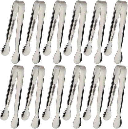 6PCS Ice Tongs Mini Sugar Tongs 4.25Inch Stainless Steel Kitchen Utensils Set,Small Serving Tong and Tiny Kitchen Tong for Appetizers,Tea Party, Coffee Bar, Desserts (Silver)