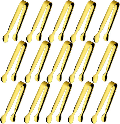 6PCS Ice Tongs Mini Sugar Tongs 4.25Inch Stainless Steel Kitchen Utensils Set,Small Serving Tong and Tiny Kitchen Tong for Appetizers,Tea Party, Coffee Bar, Desserts (Silver)