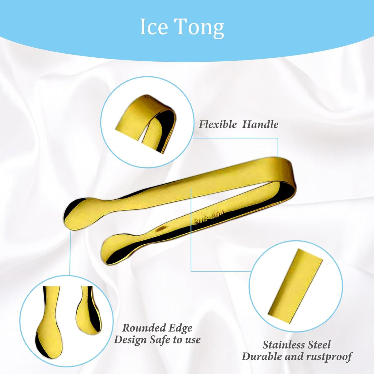 6PCS Ice Tongs Mini Sugar Tongs 4.25Inch Stainless Steel Kitchen Utensils Set,Small Serving Tong and Tiny Kitchen Tong for Appetizers,Tea Party, Coffee Bar, Desserts (Silver)