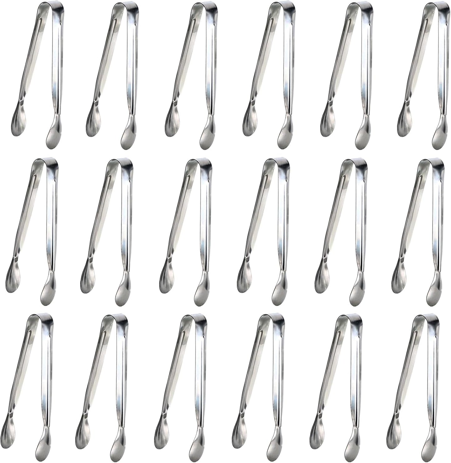 6PCS Ice Tongs Mini Sugar Tongs 4.25Inch Stainless Steel Kitchen Utensils Set,Small Serving Tong and Tiny Kitchen Tong for Appetizers,Tea Party, Coffee Bar, Desserts (Silver)