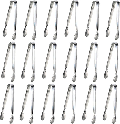 6PCS Ice Tongs Mini Sugar Tongs 4.25Inch Stainless Steel Kitchen Utensils Set,Small Serving Tong and Tiny Kitchen Tong for Appetizers,Tea Party, Coffee Bar, Desserts (Silver)