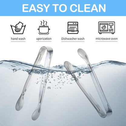 6PCS Ice Tongs Mini Sugar Tongs 4.25Inch Stainless Steel Kitchen Utensils Set,Small Serving Tong and Tiny Kitchen Tong for Appetizers,Tea Party, Coffee Bar, Desserts (Silver)
