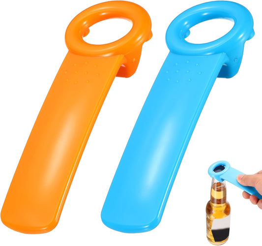 2 Pcs Jar Key Lid Opener, Plastic Jar Lid Opener Easy Grip Multifunctional Durable Can Open Tool for Elderly Seniors Women Weak Hands Easy-use by Anyone, Orange/Sky Blue