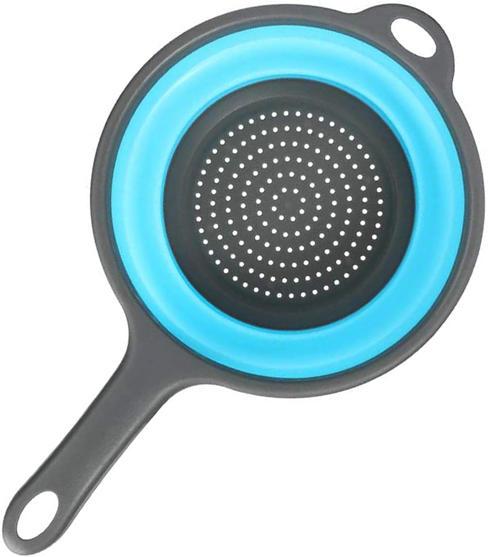 Kitchen Foldable Silicone Strainer Colanders with Handles, Blue