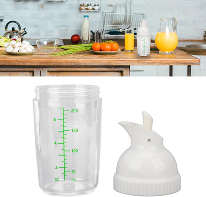 Salad Dressing Shaker – Leakproof Salad Dressing Bottle with Dripless Pour Spout, 200ml Measuring Shaker Container for Oil, Vinegar & Homemade Dressings, BPA-Free Kitchen Dispenser (Black)
