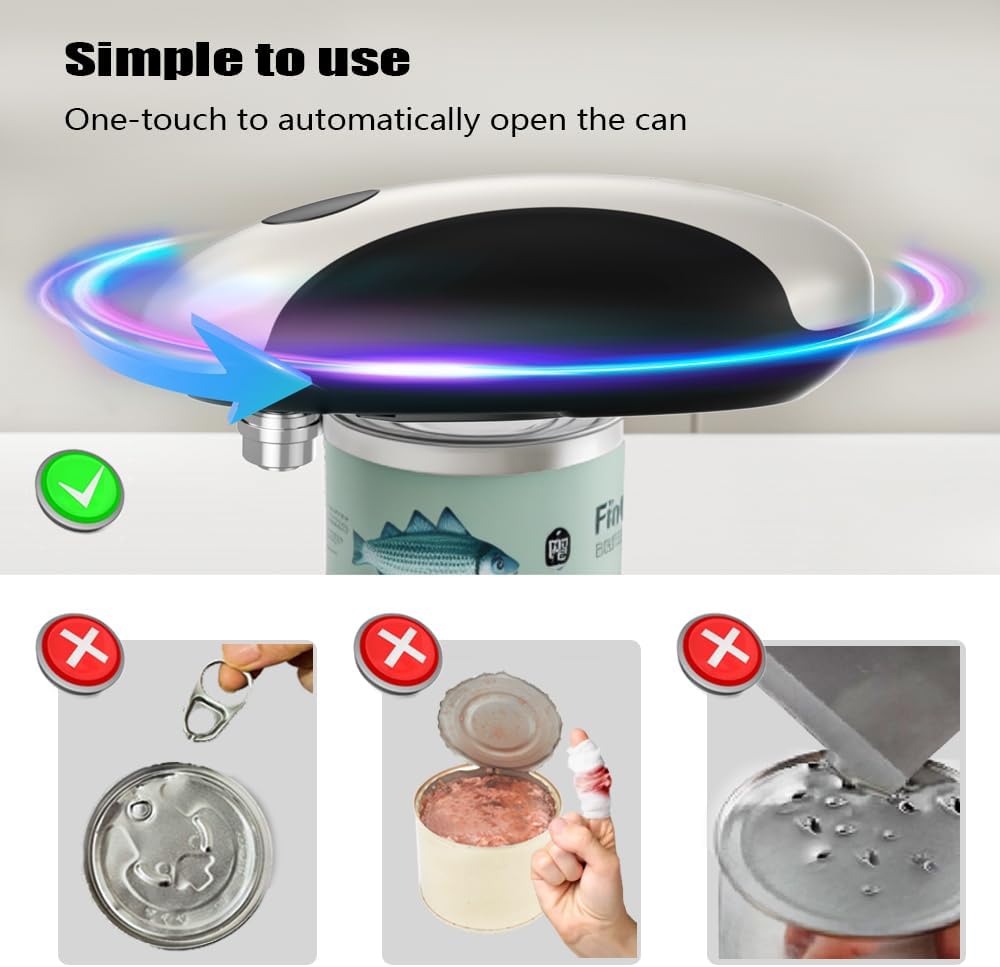 Electric Can Openers in 2026: Automatic Can Opener Electric with Rechargeable. The Can Opener Creates A Smooth Edge, Making It The Best Gift for Seniors And Kids. White