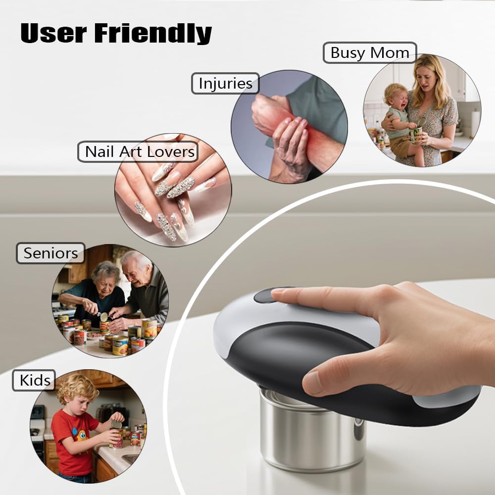Electric Can Openers in 2026: Automatic Can Opener Electric with Rechargeable. The Can Opener Creates A Smooth Edge, Making It The Best Gift for Seniors And Kids. White