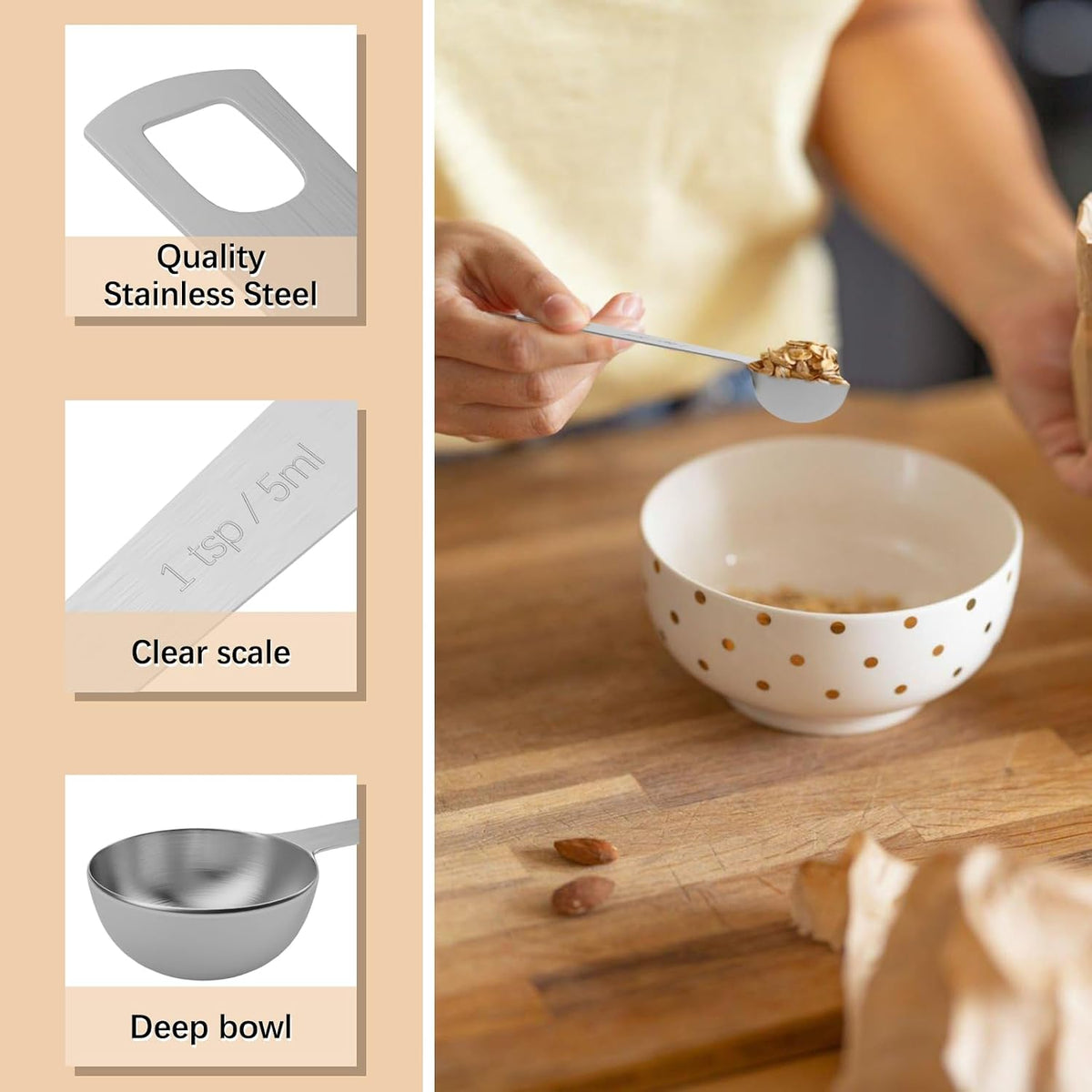 1PCS 1Tbsp(3tsp, 15ml) Measuring Spoon, Stainless Steel Teaspoon