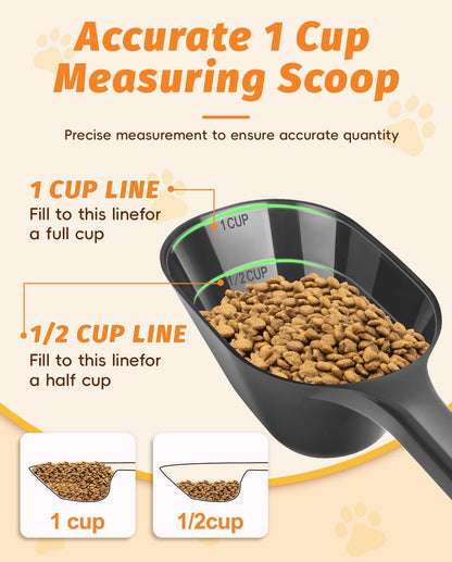 2 PACK Dog Food Scoop, 1 Cup Pet Food Scoop With Measuring Lines