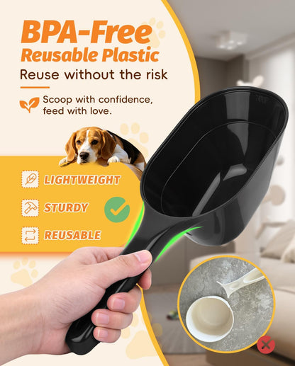 2 PACK Dog Food Scoop, 1 Cup Pet Food Scoop With Measuring Lines