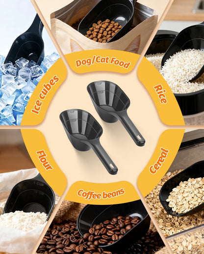 2 PACK Dog Food Scoop, 1 Cup Pet Food Scoop With Measuring Lines