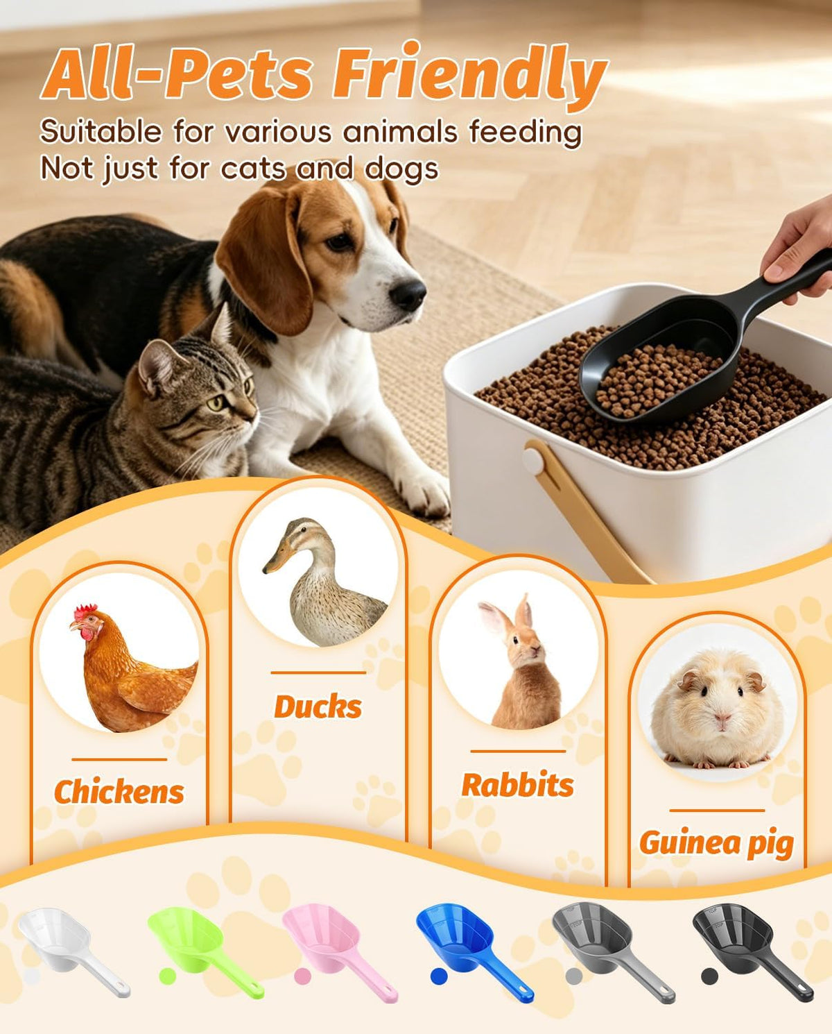 2 PACK Dog Food Scoop, 1 Cup Pet Food Scoop With Measuring Lines