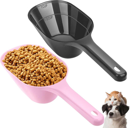 2 PACK Dog Food Scoop, 1 Cup Pet Food Scoop With Measuring Lines