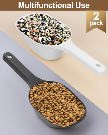 2 PACK Dog Food Scoop, 1 Cup Pet Food Scoop With Measuring Lines