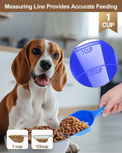 2 PACK Dog Food Scoop, 1 Cup Pet Food Scoop With Measuring Lines