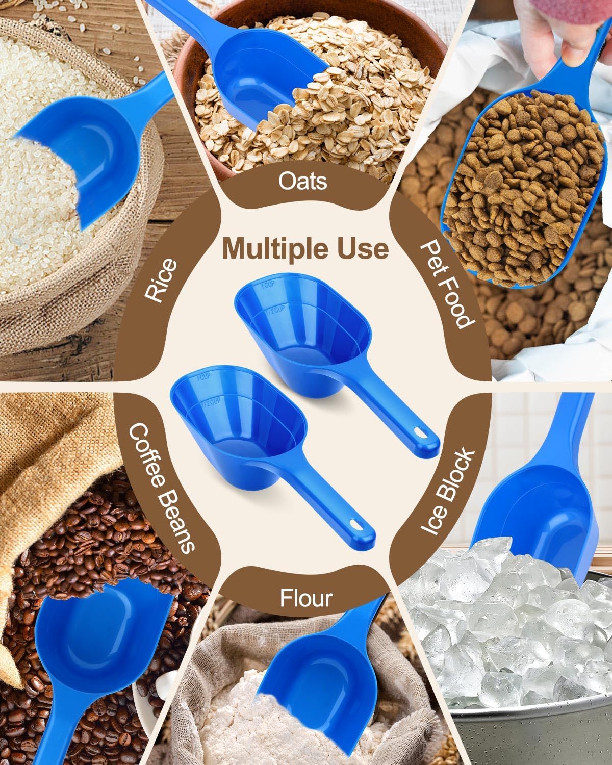 2 PACK Dog Food Scoop, 1 Cup Pet Food Scoop With Measuring Lines