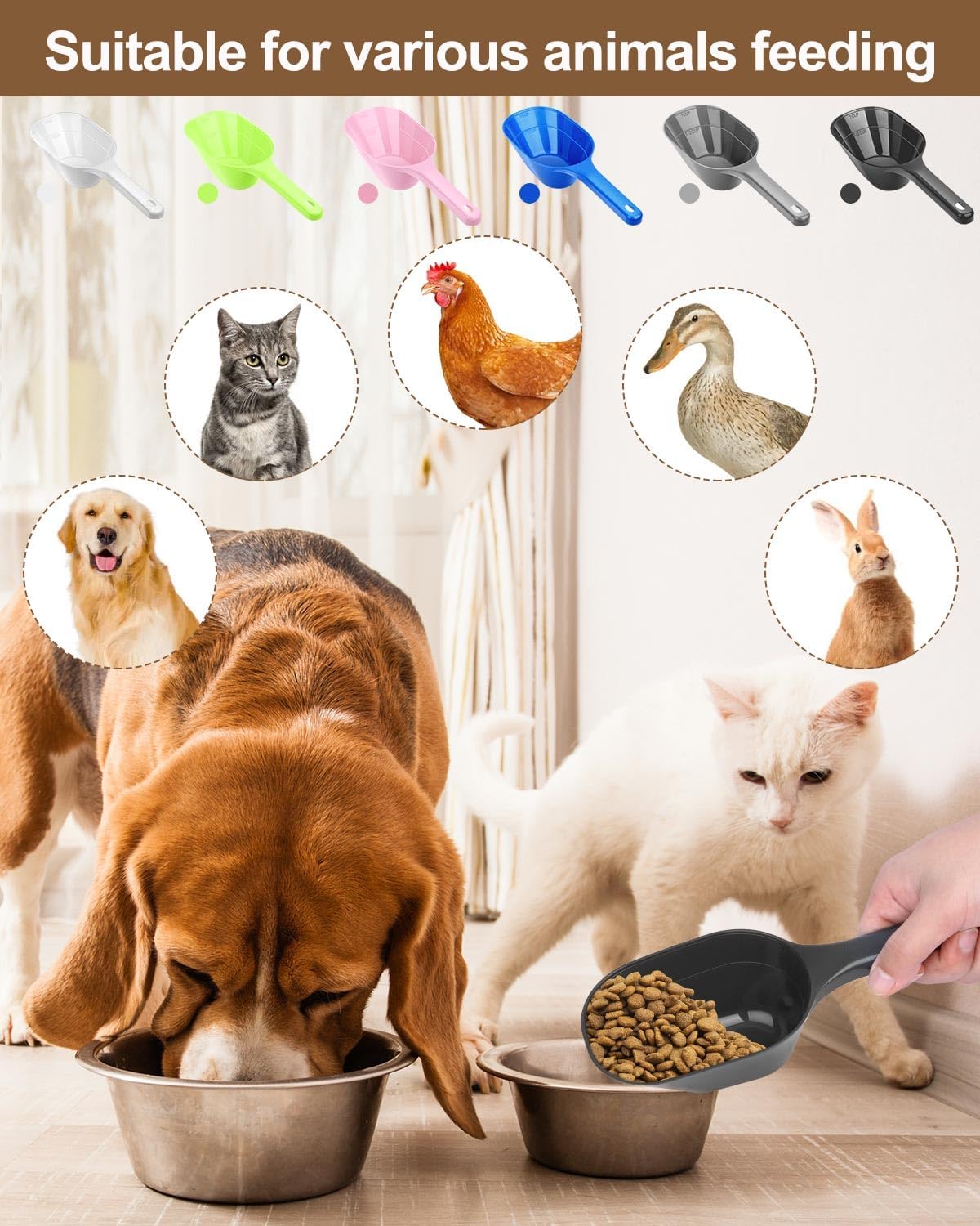 2 PACK Dog Food Scoop, 1 Cup Pet Food Scoop With Measuring Lines