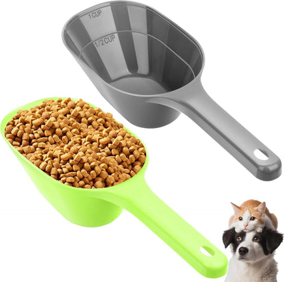 2 PACK Dog Food Scoop, 1 Cup Pet Food Scoop With Measuring Lines
