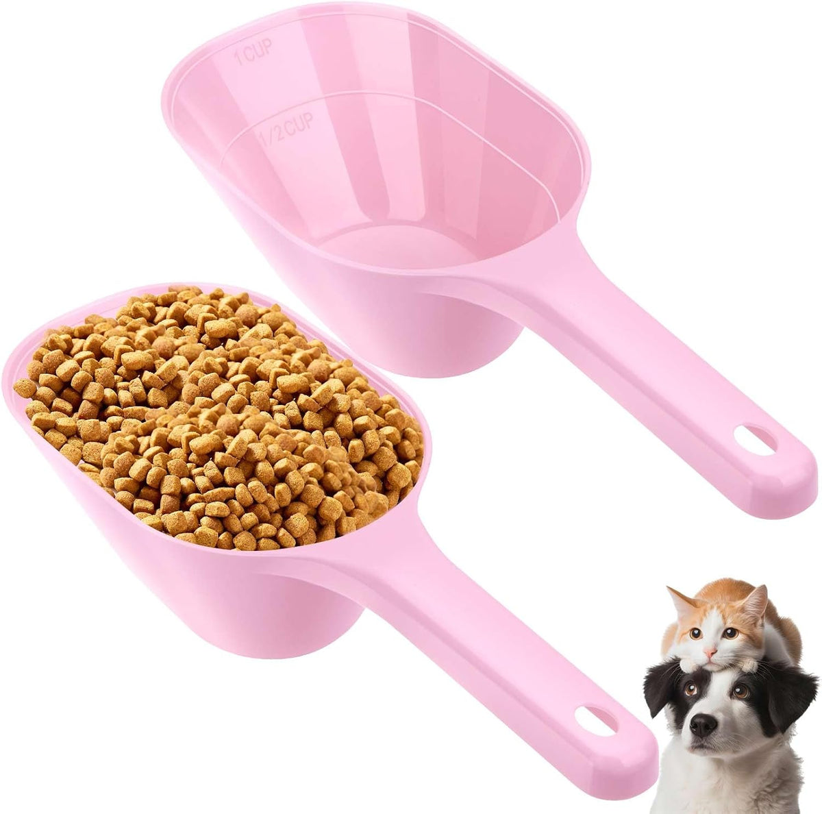 2 PACK Dog Food Scoop, 1 Cup Pet Food Scoop With Measuring Lines