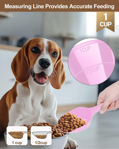 2 PACK Dog Food Scoop, 1 Cup Pet Food Scoop With Measuring Lines