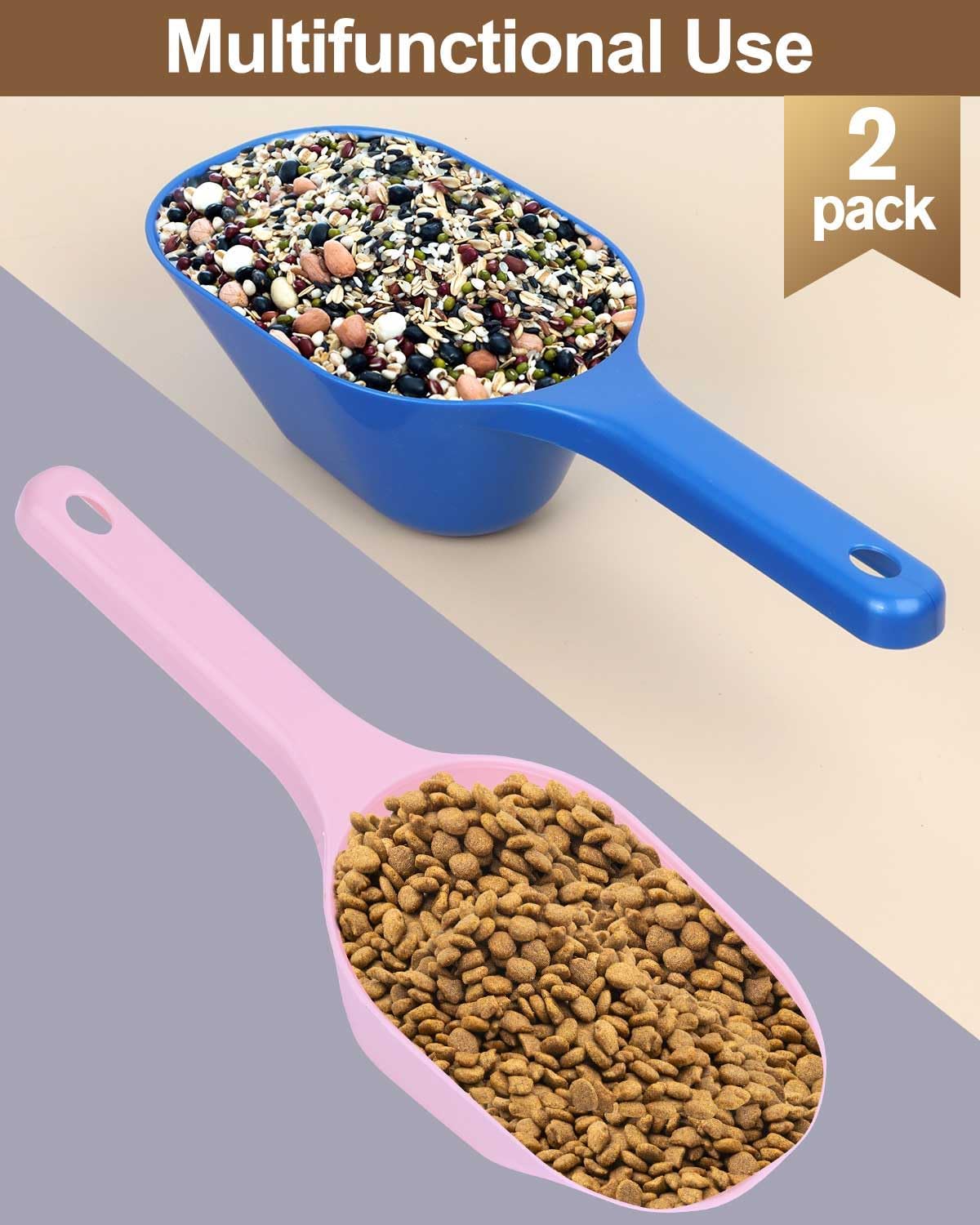2 PACK Dog Food Scoop, 1 Cup Pet Food Scoop With Measuring Lines