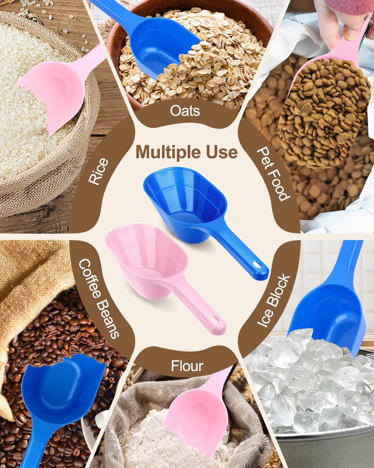 2 PACK Dog Food Scoop, 1 Cup Pet Food Scoop With Measuring Lines