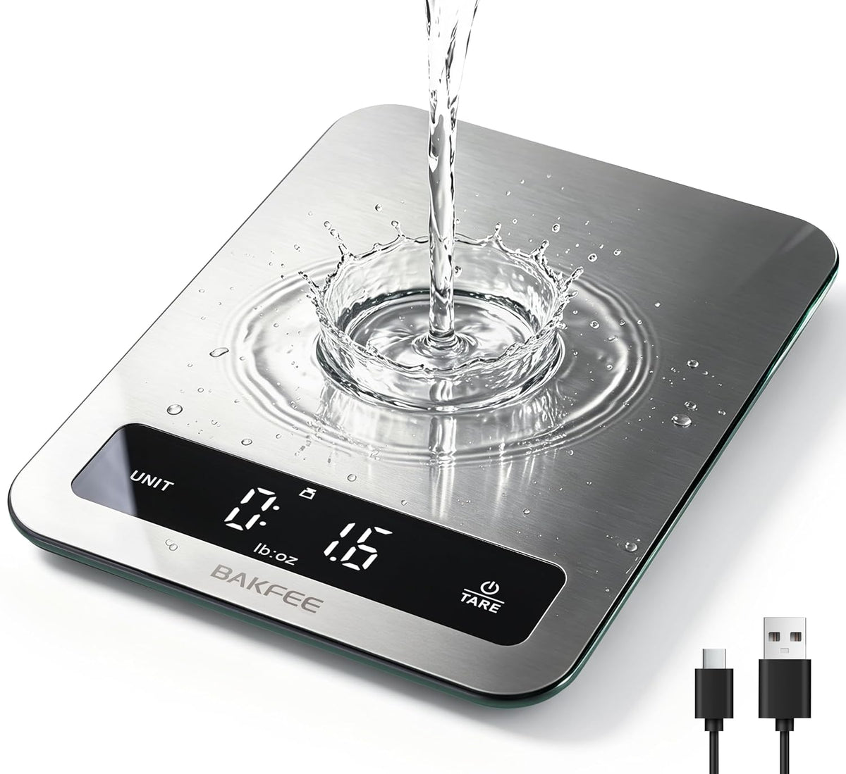 Waterproof Food Scale, 22lb Kitchen Scale, IP67, Rechargeable, Black
