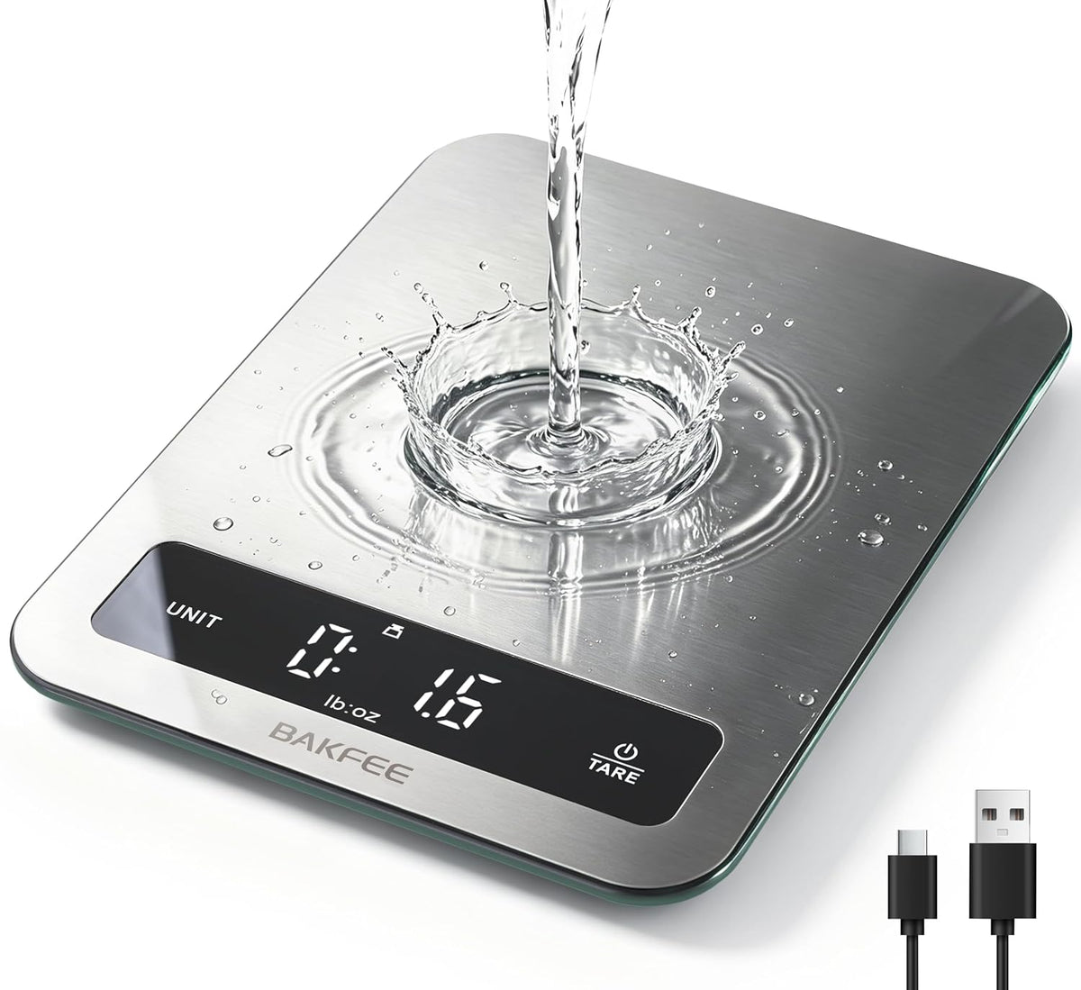Waterproof Food Scale, 22lb Kitchen Scale, IP67, Rechargeable, Black