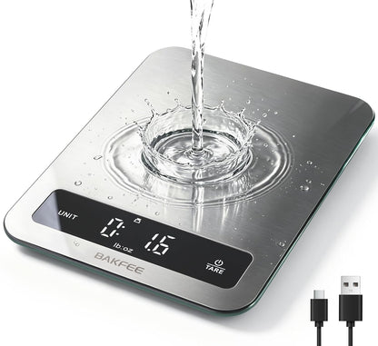 Waterproof Food Scale, 22lb Kitchen Scale, IP67, Rechargeable, Black