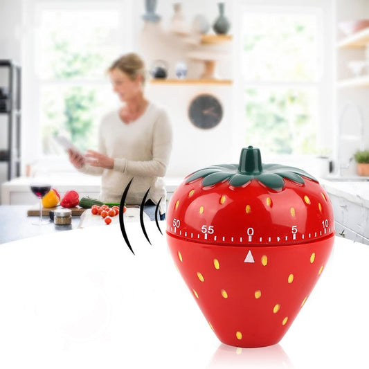 Strawberry Shaped Timer, Cartoon Mechanical Time Reminder Cute | Kitchen Household Fruit Manual Precise Countdown 60 Minutes Meal Prep Wake Up Home Study Desktop Classroom Baking Cooking