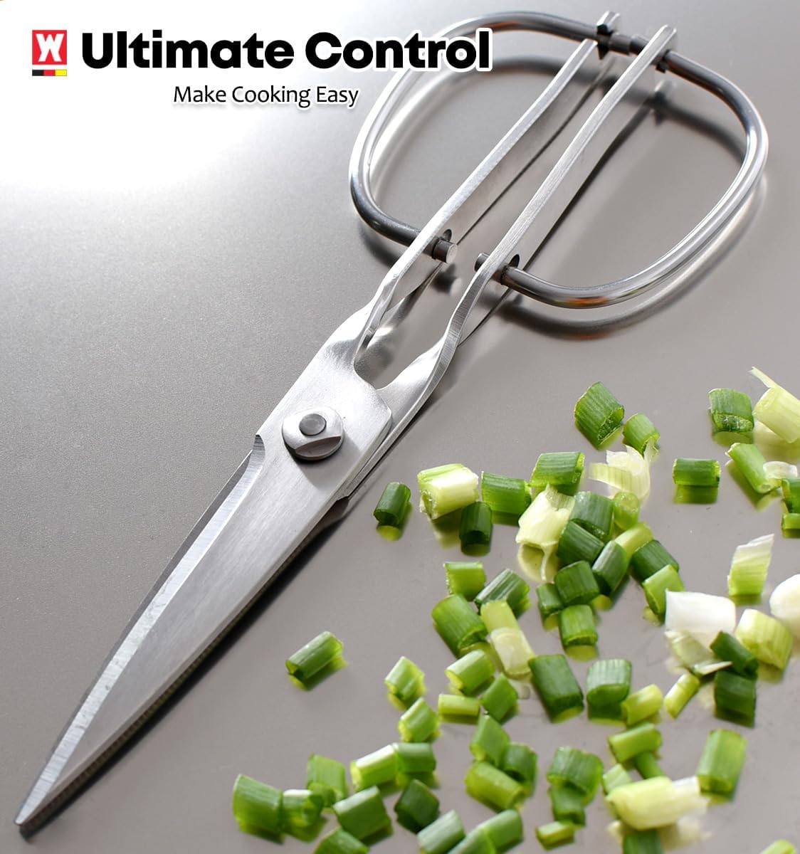 Multi-Purpose Kitchen Food Scissors, SUS403 Stainless Steel Shears with Herb Stripper, Detachable Blades, Ergonomic Handles, Ideal for BBQ, Seafood, Camping, Dishwasher Safe