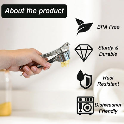 Armo® Stainless Steel Garlic Press Mincer Crusher Tool Professional Garlic Press Garlic Chopper Metal Garlic Crusher