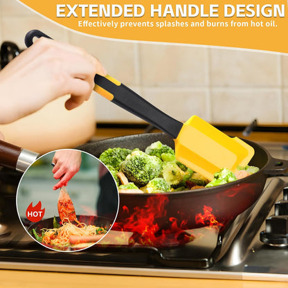 Extra Long Pastry Brush - Silicone Spatula - Basting Brush+Spatula Silicone Heat Resistant,for Baking Scraping Mixing BBQ Grill Kitchen Cooking Spread Oil Butter Sauce (Pink Brush+Spatula)