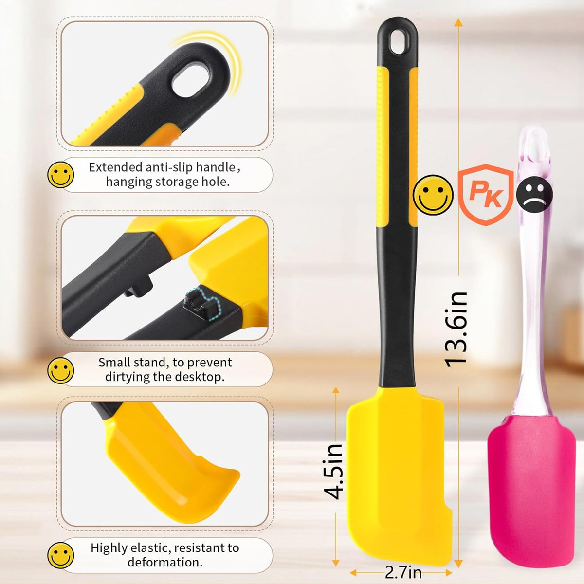Extra Long Pastry Brush - Silicone Spatula - Basting Brush+Spatula Silicone Heat Resistant,for Baking Scraping Mixing BBQ Grill Kitchen Cooking Spread Oil Butter Sauce (Pink Brush+Spatula)